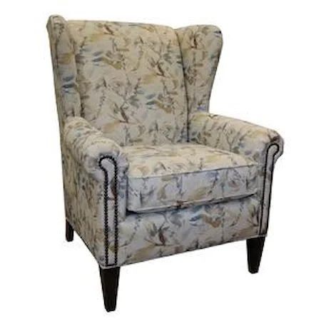 Traditional Wing Back Chair w/ Nailhead Trim